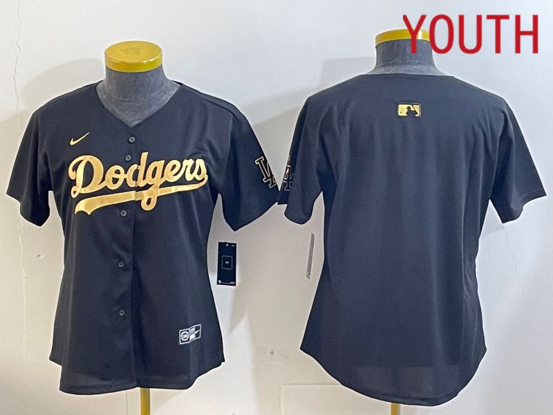 Youth Los Angeles Dodgers Blank Black Gold Game 2024 Nike MLB Jersey style 12099